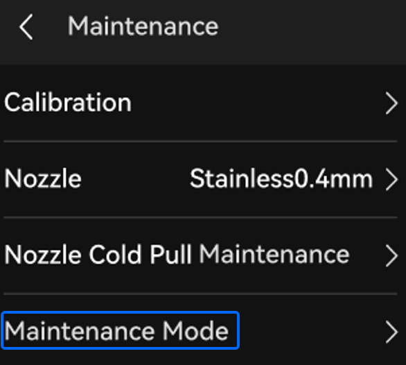 เข้าสู่ Maintenance Mode สำหรับงานทำความสะอาด Hotend