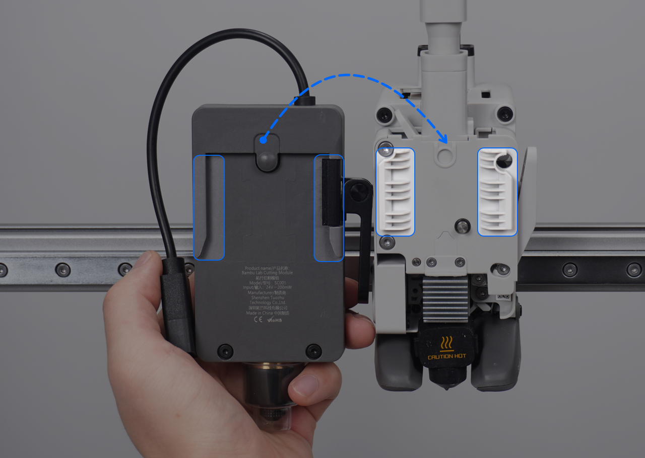 เลื่อน Cutting Module ลงตามร่องสไลด์จนสุด