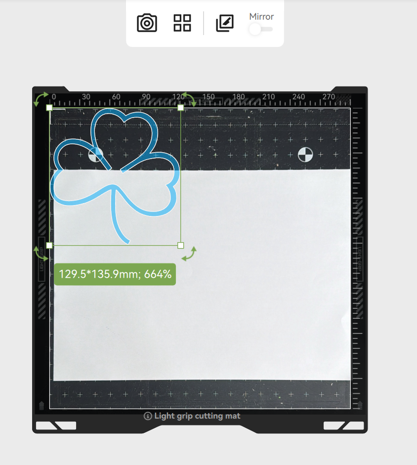 ปรับตำแหน่ง pattern บนภาพพื้นหลังของ Cutting Platform