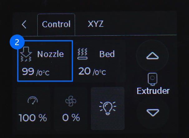 เลือก Nozzle เพื่อกำหนดอุณหภูมิหัวฉีด