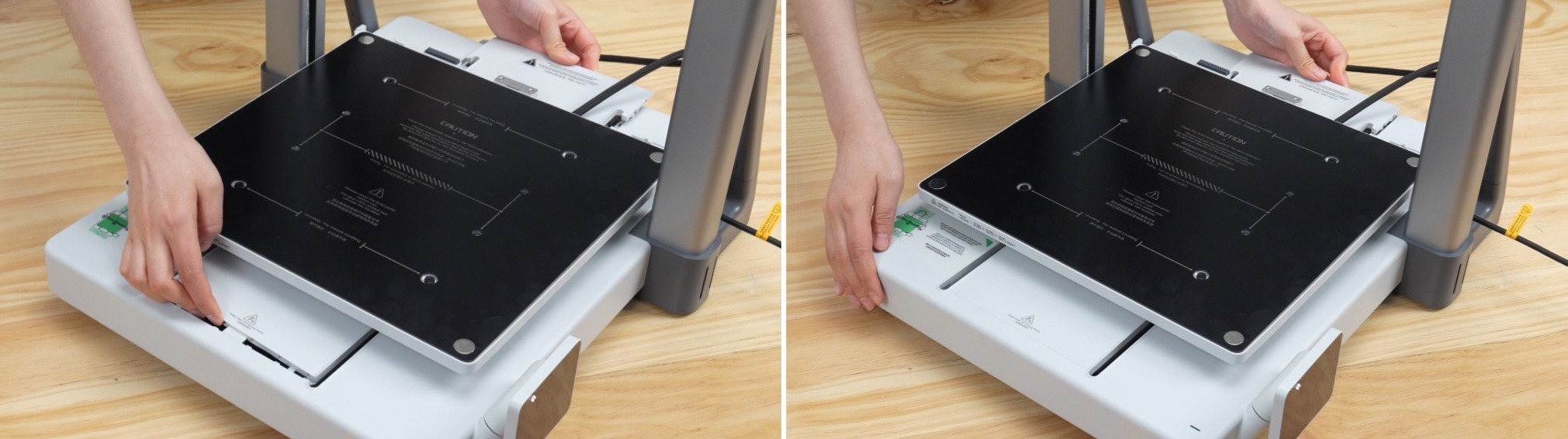 จัดเดือยด้านหน้าของ Y-Axis Top Cover ให้ตรงช่อง