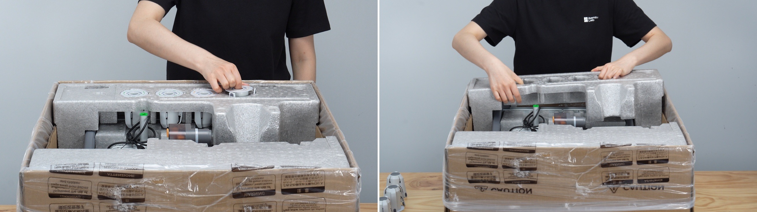 นำขาตั้ง AMS lite และ Spool Holder ออกจากโฟม