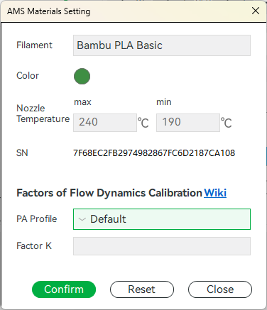 ค่า Default ของ PA profile บน H2D